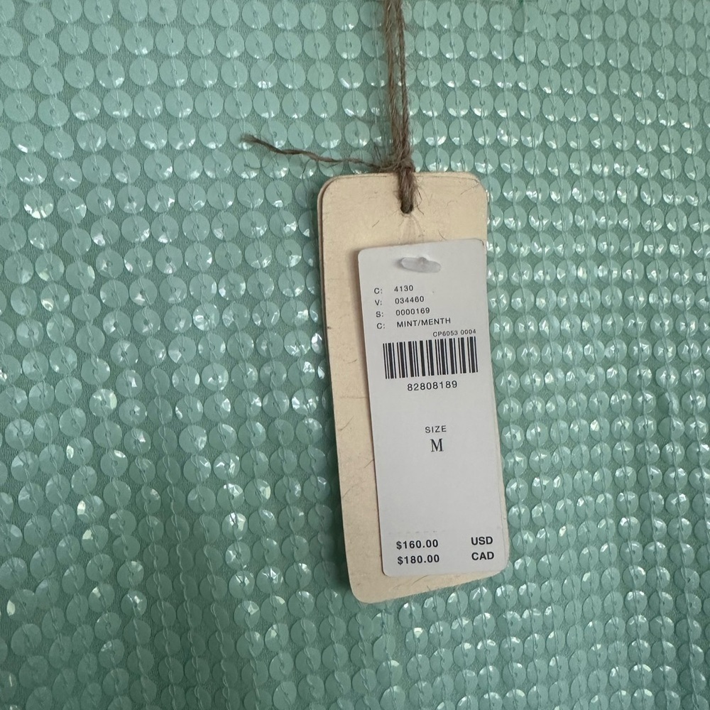 NWT Anthropologie Let Me Be Mint Green Fully Sequined Beaded Dress Size M - Picture 10 of 12